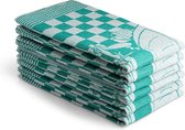 Seashell Oerhollands luxe theedoeken -  6 stuks - patroon blok 2 emmertjes - groen - 60x65cm