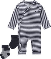 Noppies SET(3delig) Playsuit Noorvik Navy stripe met 2 paar bijpassende sokjes - 56