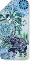 Lichtgewicht Reishanddoek - Sporthanddoek - Strandlaken - 3 in 1 - 50x100cm - 100% Zacht Polyvelvet - Blauw Olifant