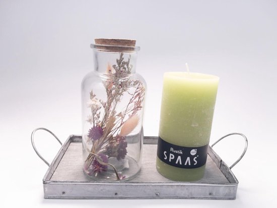 comforder Droogbloemen in glas met kaarsen, droogbloemenset met vaas, 2 stuks, gedroogde bloemendecoratie, flessen, kaarsenhouder met eeuwige bloemen, cadeaus voor vrouwen (roze