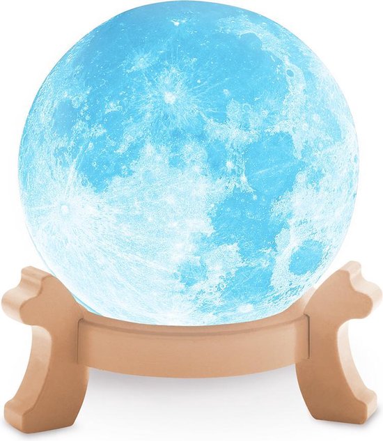 Full Moon, realistische 3D Maan Lamp – nachtlampje – tafellamp – maanlamp – 16 dimbare LED kleuren – usb oplaadkabel – draadloos