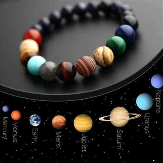 Bixorp Stars Natuurstenen Armband van het Zonnestelsel met alle Planeten - Edelstenen Chakra Armband