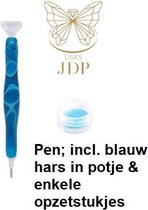 Lisas JDP Diamond Painting pen met blauwe gemarmerde look