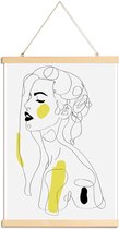 JUNIQE - Posterhanger One Line Girl Part 2 -20x30 /Geel & Wit