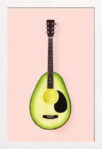 JUNIQE - Poster in houten lijst Avocado Guitar -40x60 /Bruin & Groen