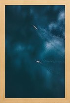 JUNIQE - Poster in houten lijst Oceaan - luchtfotografie -20x30 /Blauw