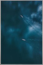 JUNIQE - Poster met kunststof lijst Oceaan - luchtfotografie -40x60