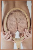 JUNIQE - Poster met kunststof lijst Retro Tennis -30x45 /Ivoor & Wit