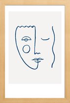 JUNIQE - Poster met houten lijst Faces No. 2 -13x18 /Blauw & Wit