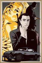 JUNIQE - Poster met kunststof lijst Goldfinger -30x45 /Geel & Grijs