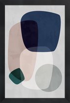 JUNIQE - Poster met houten lijst Graphic 190 -13x18 /Blauw & Grijs
