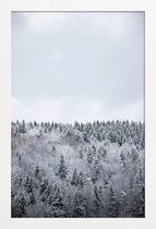 JUNIQE - Poster in houten lijst White Winter Forest -20x30 /Grijs &