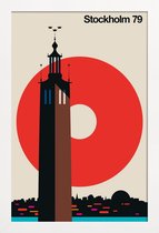 JUNIQE - Poster in houten lijst Vintage Stockholm 79 -30x45 /Bruin &