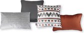 Alice's Garden Sierkussens - set van 4 - Polyester - 2x 40x40cm en 2x 30x50cm- etnisch thema