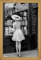 JUNIQE - Poster met houten lijst Window Shopping -20x30 /Grijs & Zwart