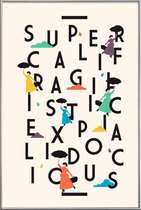 JUNIQE - Poster met kunststof lijst Supercali -13x18 /Kleurrijk
