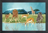JUNIQE - Poster met houten lijst Savanna -13x18 /Bruin & Groen