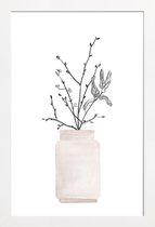 JUNIQE - Poster met houten lijst Winter Flower -13x18 /Wit & Zwart