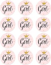 12 Grote Sluitzegels It's A Girl - Geboorte Meisje - 12 Stickers Baby - Sluitzegel Geboortekaartje - Sticker Envelop Felicitatie - Bedankje Geboorte  Meisje - Traktatie Geboorte Me