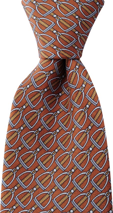 We Love Ties Cravate M. Ed, sergé de soie imprimé, marron / gris