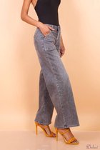 Broek Toxik3 hoge taille flared jeans grijs