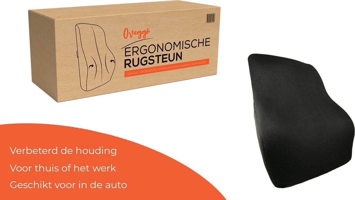 Oveggo Ergonomische rugsteun -lendesteun-bureaustoel- rugsteun -rugkussen-lendekussen -onderrug-thuiswerken- rugsteun auto - rugsteun stoel - ergonomisch rugsteunkussen - ergonomisch kussen – foto 3