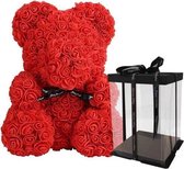 Rozen Teddy Bear 25cm - Rose Bear - Rose Teddy -Bloemen - Inclusief geschenkdoos - Giftbox - Wit - Valentijnsdag - Moederdag - Liefde - Geslaagd - Jubileum - Kerst - Verjaardag - Trouwen - Afstuderen