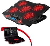Gaming Laptop koeler - Cooling pad - 5 ventilatoren 2 USB - tot 17 inch - Rood
