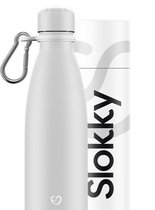 Slokky - Mono White Thermosfles, Dop & Karabijnhaak - 500ml