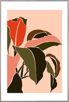 JUNIQE - Poster met kunststof lijst Plant -20x30 /Groen & Oranje