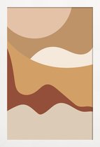 JUNIQE - Poster in houten lijst Golden Waves -20x30 /Bruin & Geel