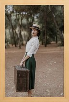 JUNIQE - Poster met houten lijst Dressed for Adventure -13x18 /Bruin &