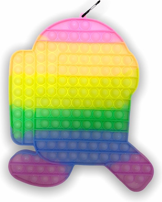 Fidget Toys - Among Us Pop It Fidget Toy - Pop It XL - Regenboog Glow