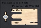 Geschenkset organizer voor mannen met houten horloge - cadeau voor kerstmis of vaderdag - kerstcadeau - PAPA - zwart/zand