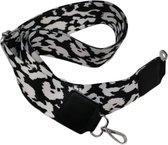 THL Design - Schouderband  Voor Tas – Tassenriem – Tas Hengsel  - Bag Strap - Verstelbaar – Zilverkleurig – Zwart / Wit Gevlekt