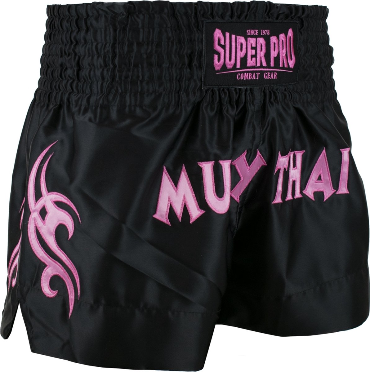 Super Pro Combat Gear Thaiboksshort Fighter Zwart/Roze Large