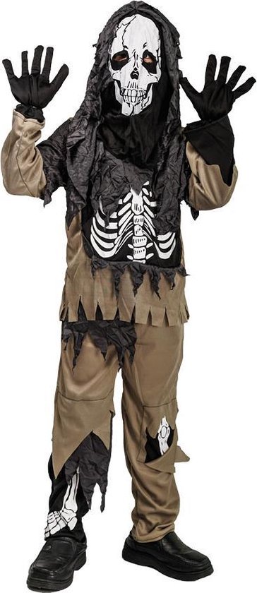 Halloween 4-delig Verkleedpak Kind Zombie Skelet - Maat 120-130