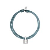 Satijnen Armband - Slot detail - Stainless steel + Polyester - Grijs - 16cm