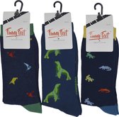 Funny Feet sokken - Happy animals Heren kousen - cadeau - grappige mannen sokken - 3 paar - Naadloos - Maat 39-42