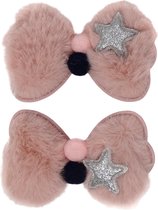Jessidress® Haarclips met glitters Chique Haarclip met pompoms Haarspelden - Donker Roze