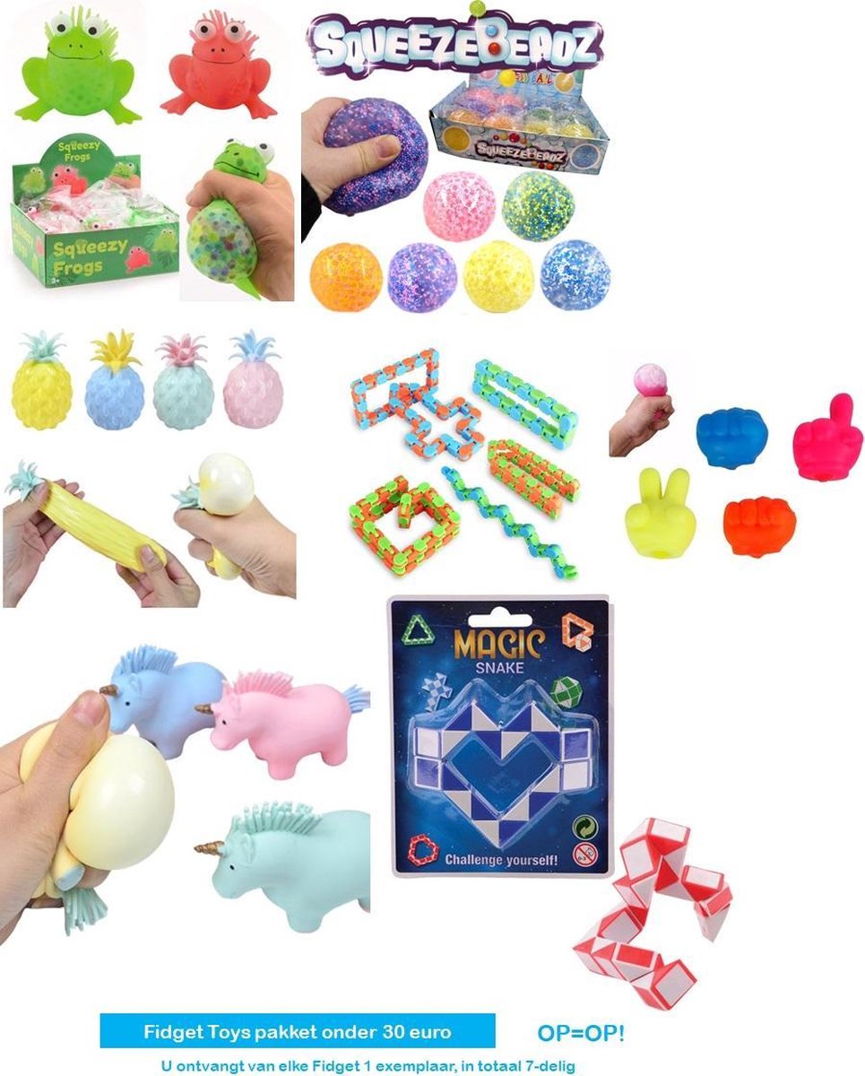 Fidget Toys pakket onder de 30 euro - Ananas Stressbal - Stressbal Foamballetjes - Orbeez bal - Frie
