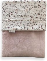 Ledikantdeken oud roze - fleece - bloemprint