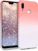 kwmobile telefoonhoesje compatibel met Huawei P20 Lite - Hoesje voor smartphone in poederroze / wit - Backcover van TPU - Tweekleurig design