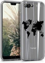 kwmobile telefoonhoesje voor Honor 10 (2018) - Hoesje voor smartphone in zwart / transparant - Wereldkaart design