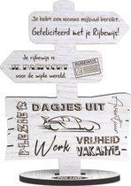 Rijbewijs gehaald - houten wenskaart - geslaagd voor rijexamen - klein