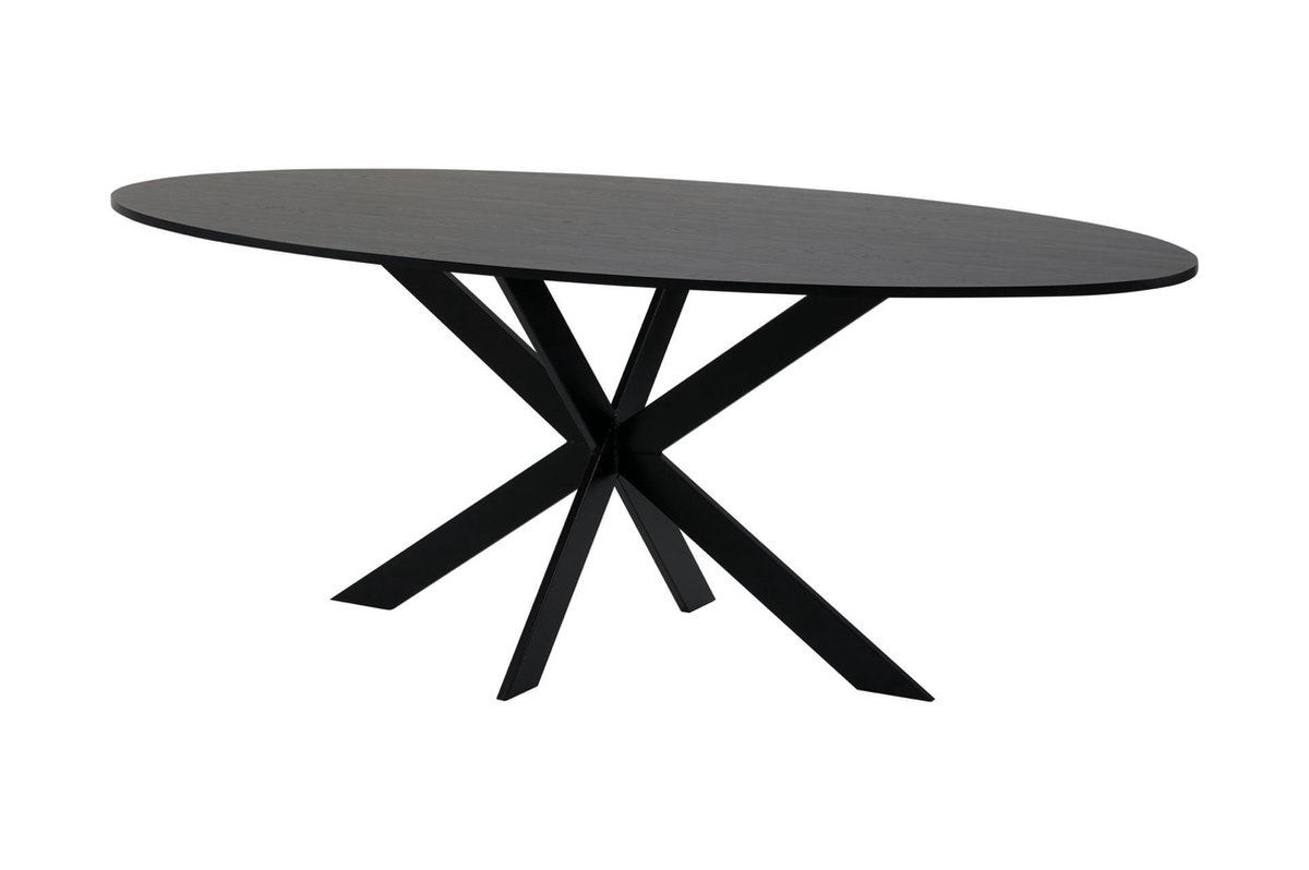 Ovale Eiken Voordeeltafel Zwart 2 Cm Matrix Poot Ultra Dun Eiken