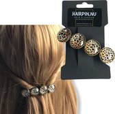 Hairpin-Haarspeld-Haaraccessoire-Hairclip-Cabochon-bruin-print-Handmade-Haarmode
