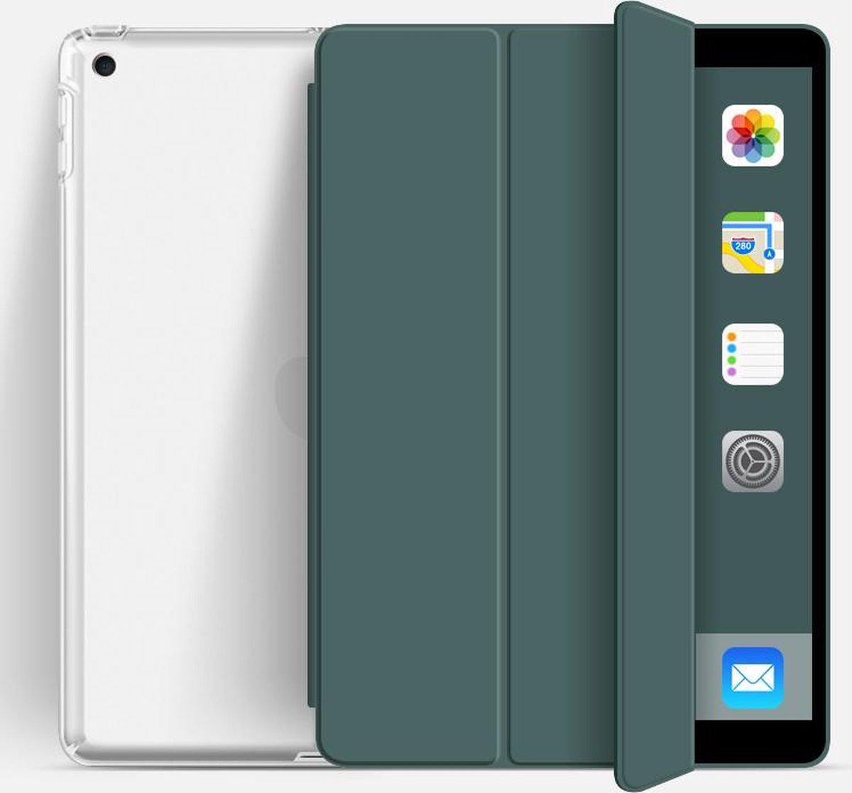 Ipad 7/8 transparant (2019/2020) - 10.2 inch – Ipad hoes – soft cover – Hoes voor iPad – Tablet beschermer - donker groen