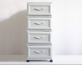Rotan Country Ladekast - ladesysteem - Ladekast - ladeblok - commode- Opbergkast - met 4 laden ( WIT )