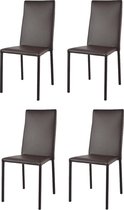 Tommychairs Julia - Eetkamerstoelen - Set van 4 - Mokka - Kunstleer & Metaal